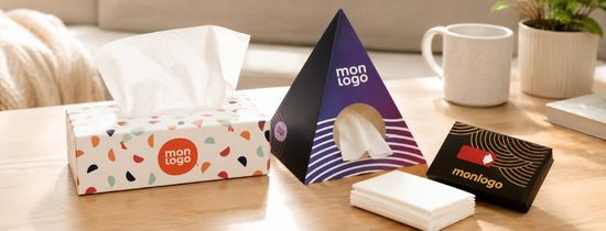 Mouchoirs en papier personnalisés | Boîtes et Paquets