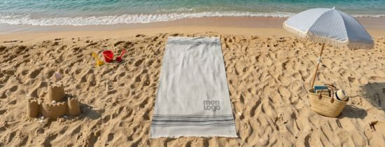 Serviette de plage personnalisée avec Logo | Impression, Broderie