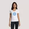 TEE SHIRT BLANC FEMME PUBLICITAIRE COL V 'IMPERIAL V'