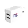 CHARGEUR SECTEUR PERSONNALISÉ 2 PORTS USB 2,4A AKASHI® 'TULO'