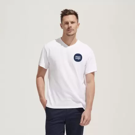TEE SHIRT BLANC PERSONNALISÉ COL V HOMME 'VICTORY' 150 GR/M²