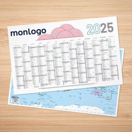 CALENDRIER DE BANQUE PERSONNALISÉ RIGIDE 65X40,5 CM 'MAP'