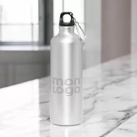 GOURDE EN MÉTAL PUBLICITAIRE AVEC MOUSQUETON 770 ML 'CANYON'