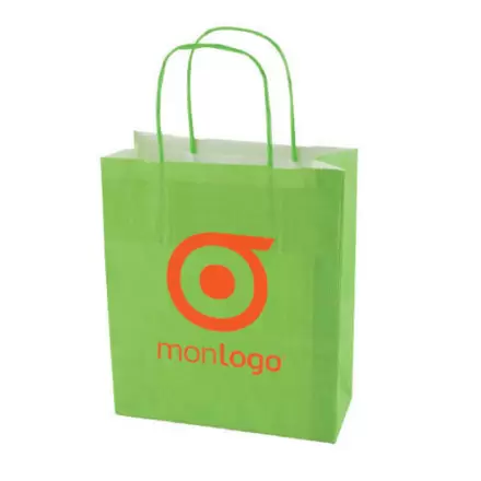 SAC PAPIER KRAFT PUBLICITAIRE ANSES TORSADEES 'CUBANO' 22X31X10 cm 90 GR/M²