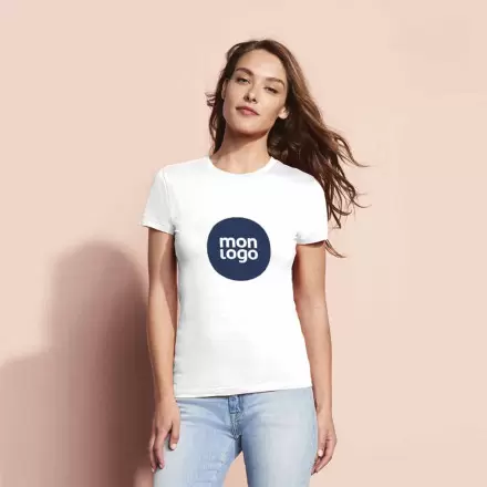 TEE SHIRT BLANC PUBLICITAIRE FEMME 'REGENT' 150 GR/M²