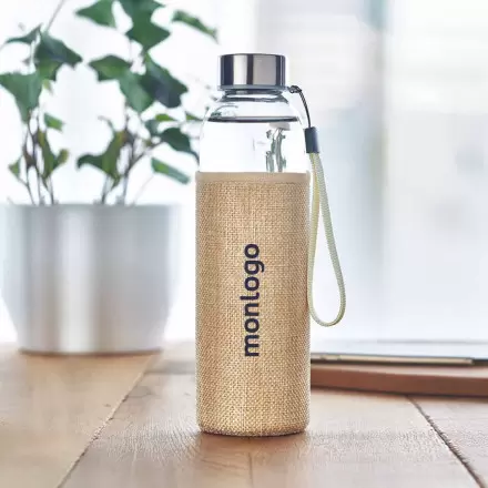 BOUTEILLE PUBLICITAIRE EN VERRE ET JUTE 'BOCA TOUCH'
