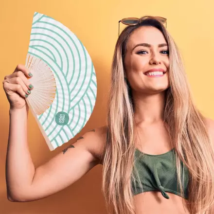 ÉVENTAIL PERSONNALISABLE EN BAMBOU ET TISSU 'ILMA'