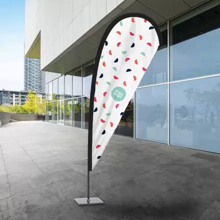 DRAPEAU PUBLICITAIRE ORIFLAMME GOUTTE + PLAQUE ACIER 'TOLEN'
