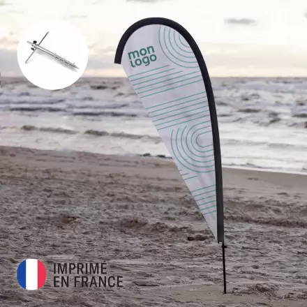 DRAPEAU PUBLICITAIRE ORIFLAMME GOUTTE + PIED À VISSER 'TOLEN'