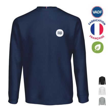 SWEAT SHIRT PERSONNALISÉ HOMME MADE IN FRANCE BIO VADF® 'ALEX'