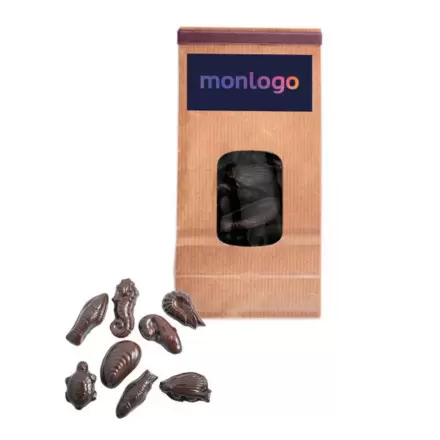 SACHET DE FRITURE CHOCOLAT BIO NOIR OU AU LAIT DE 100G PERSONNALISÉ LPCC® 'MIAM'