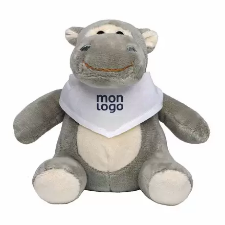 PELUCHE PERSONNALISABLE AVEC BANDANA HIPPOPOTAME 'HEPPO'
