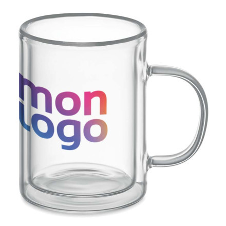 Tasse double paroi en verre personnalisé avec votre Logo