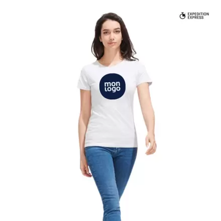 TEE SHIRT PUBLICITAIRE FEMME BLANC 'REGENT' EXPÉDITION EXPRESS 72H