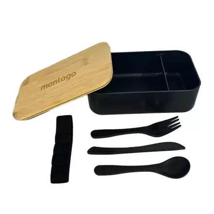LUNCH BOX PERSONNALISABLE EN RPET AVEC COUVERTS 'COBERTA' 