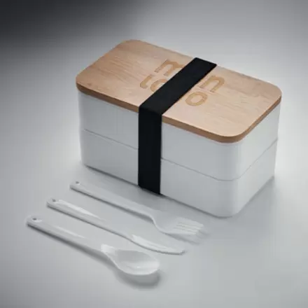 LUNCH BOX PUBLICITAIRE COUVERCLE BAMBOU 'BUCATI DOUBLE'