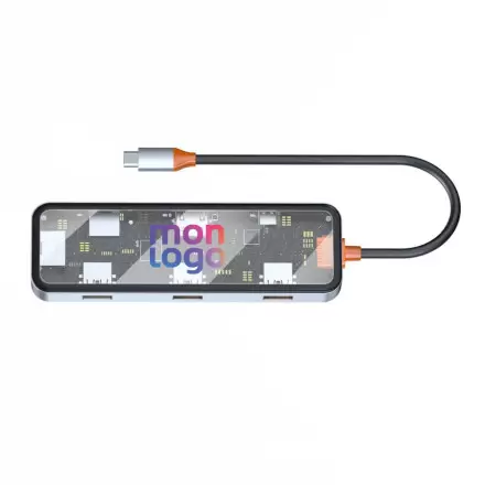 HUB PERSONNALISABLE USB C TRANSPARENT 'UTILITY'