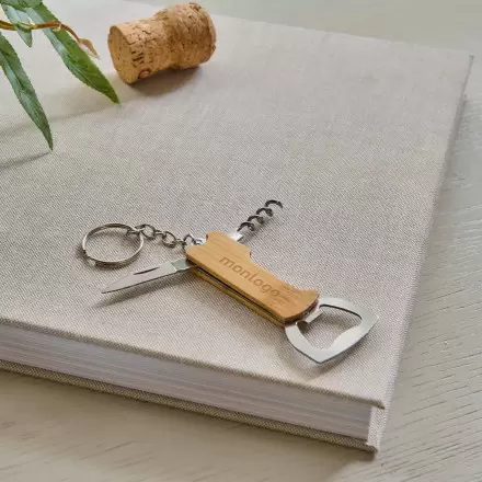 PORTE CLE DECAPSULEUR EN BAMBOU PERSONNALISABLE 'BRENTONI'