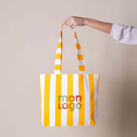 SAC COTON RECYCLE RAYURES PERSONNALISABLE 'SAO'