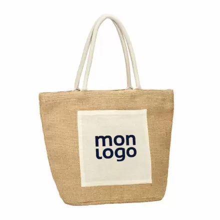 SAC EN JUTE PERSONNALISABLE AVEC POCHE 'NIA'