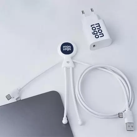 PACK DE CÂBLE ET PRISE PUBLICITAIRE XOOPAR® 'MR BIO FASTCHARGE PRISE 30W' 72H 