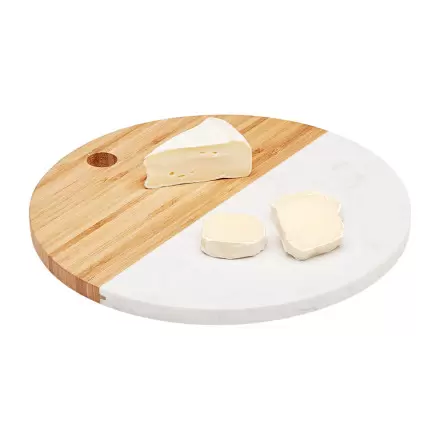 PLANCHE DE SERVICE PERSONNALISÉE MARBRE ET BAMBOU 'BRANCO'