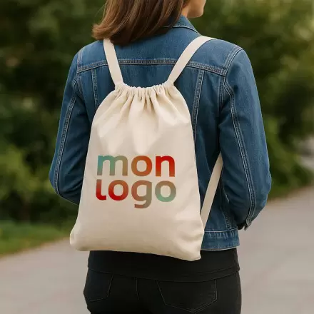 SAC A DOS COTON CORDELETTE PLATE PUBLICITAIRE 'BRIELLE'