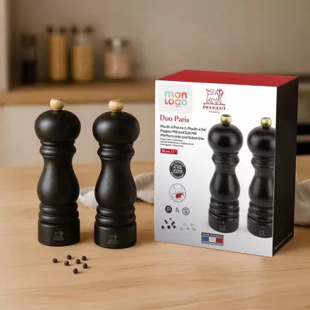 COFFRET 2 MOULINS SEL POIVRE PERSONNALISABLE 'DUO PARIS' 