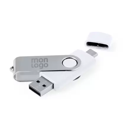 CLE USB ET USB C 3.0 PERSONNALISABLE 'TWISTER DUO' 16 GO