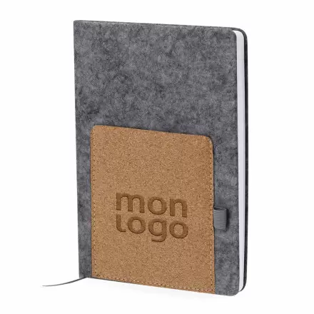 CARNET EN FEUTRE RPET PERSONNALISABLE AVEC POCHE 'LIBRA'