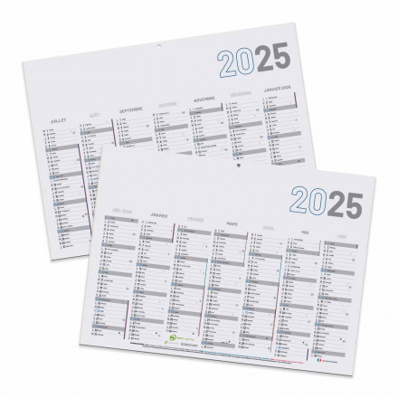CALENDRIER BANCAIRE RIGIDE PERSONNALISE 55X40,5 CM 'PLANNING' - blanc