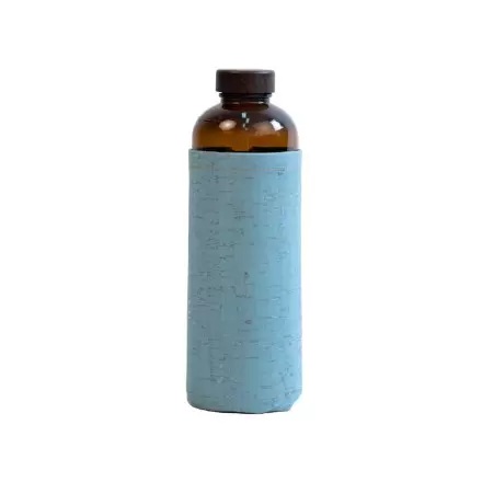 GOURDE EN VERRE PERSONNALISABLE RECYCLÉE 'KORKUR' - bleu clair