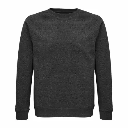 SWEAT-SHIRT PERSONNALISÉ BIO MIXTE COL ROND 'SPACE' - anthracite chine