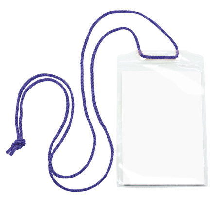 Porte-badge plastique biodégradable horizontal bleu - pour 1 carte