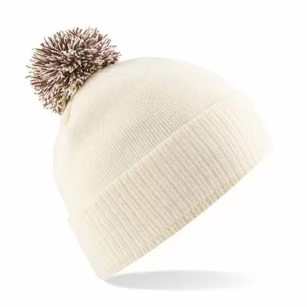 BONNET PERSONNALISABLE POMPOM BEECHFIELD® 'SNOBI' - blanc/marron
