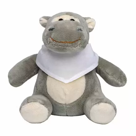 PELUCHE PERSONNALISABLE AVEC BANDANA HIPPOPOTAME 'HEPPO' - blanc