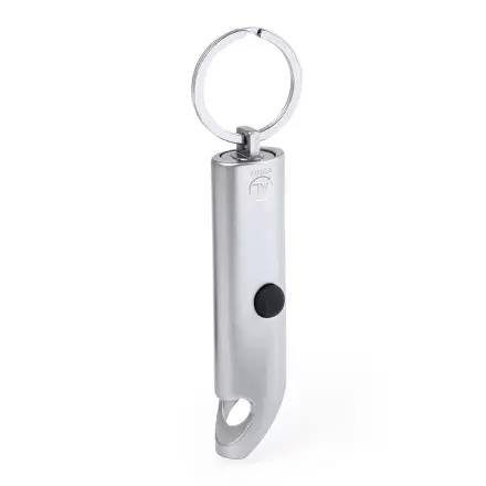 PORTE-CLE LAMPE DECAPSULEUR PERSONNALISABLE 'SHING' - argenté