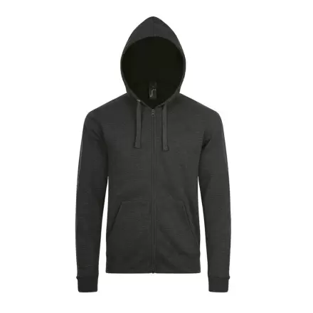 SWEAT ZIPPÉ PERSONNALISÉ À CAPUCHE MIXTE 'STONE' 260 GR/M² - anthracite chiné