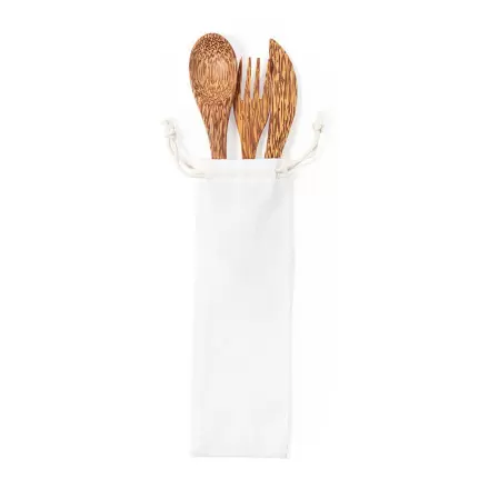 SET COUVERT PERSONNALISABLE EN NOIX DE COCO 'CALUNA COCO' - blanc
