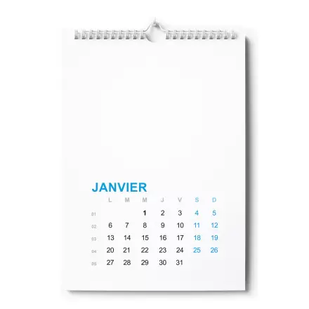 CALENDRIER MURAL SPIRALES RECYCLE PERSONNALISABLE 'ALMANI' - bleu