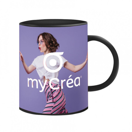 MUG PUBLICITAIRE EN PLASTIQUE 'CUP MUG 35' QUADRICHROMIE IML - noir