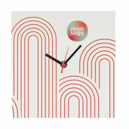 HORLOGE MURALE PUBLICITAIRE EN BOIS 'TIMY' - carré