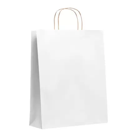 SAC PAPIER KRAFT PUBLICITAIRE ANSES TORSADEES 'HONDURO' 32X40X12 CM 90 GR/M² - blanc