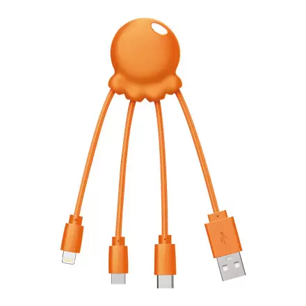 CÂBLE DE CHARGE PUBLICITAIRE 4 EN 1 'OCTOPUS ECO'  XOOPAR® - orange