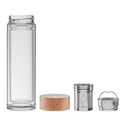 BOUTEILLE PERSONNALISÉE EN VERRE AVEC INFUSEUR 'YAMI' - verre transparent