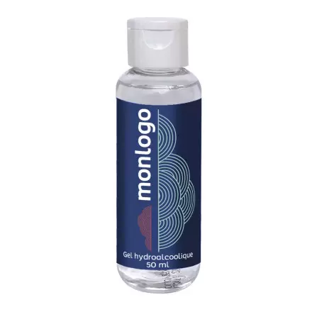 FLACON PERSONNALISÉ GEL HYDROALCOOLIQUE 50 ML 'ELIA' - blanc