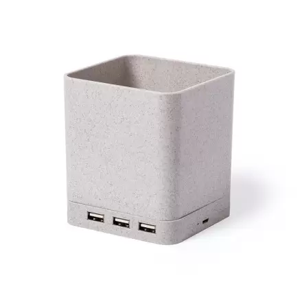 POT À CRAYONS PERSONNALISABLE AVEC CHARGEUR  'USEFUL' - naturel