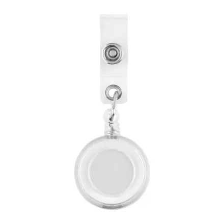 PORTE-BADGE PUBLICITAIRE AVEC CORDON DEROULEUR 'DEROULO' - blanc