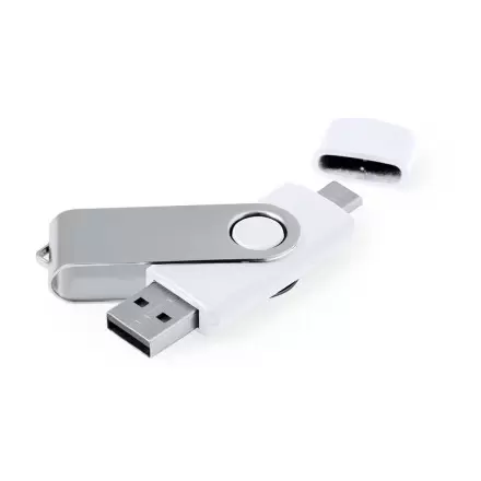 CLE USB ET USB C 3.0  PERSONNALISABLE 'TWISTER DUO' 16 GO - blanc