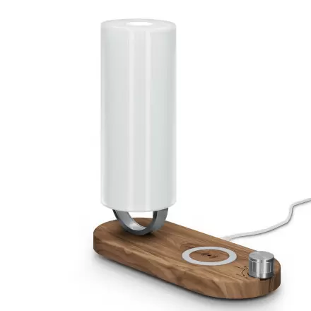 LAMPE MULTI-FONCTIONS PERSONNALISABLE 'LUMIA' - blanc/bois